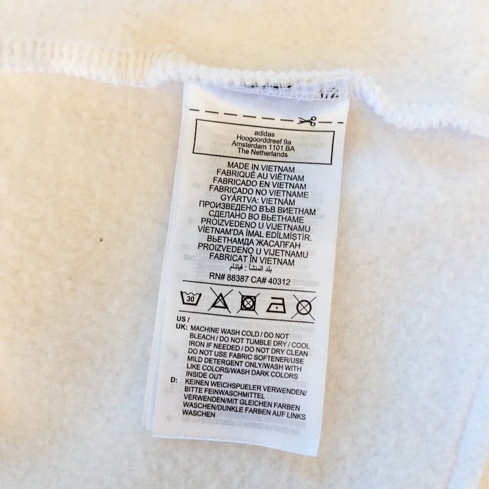 Adidas White Leopard Print Logo Fleece Pullover Sweatshirt – Women’s Size S